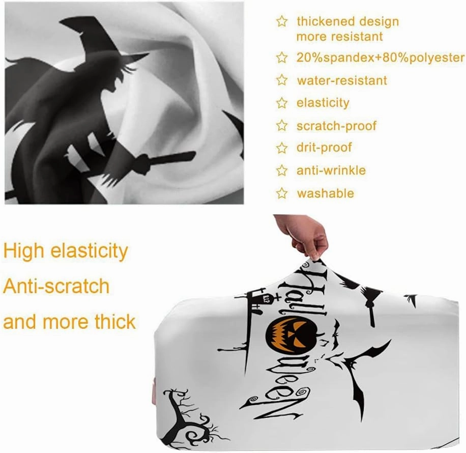 Wondertify Halloween Travel Suitcase Protector Broomstick Witch Bat Washable Elastic Luggage Cover With Concealed Zipper Fits 18-21 Inch Black