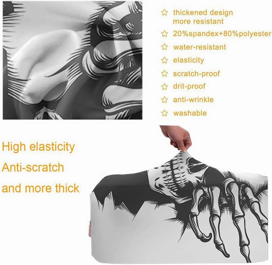 WONDERTIFY Human Skull Travel Suitcase Protector Skeleton Peeping Hole Crack Wall Halloween Tattoo Style Washable Elastic Luggage Cover With Concealed Zipper Black White Fits 18-21 Inch