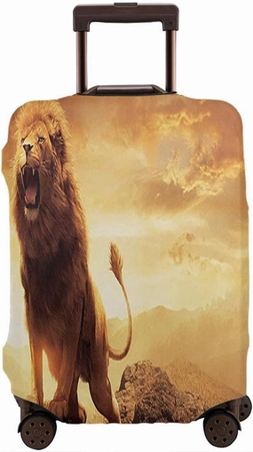 WONDERTIFY Lion Travel Suitcase Protector Jungle King Mountain Top Dominance Predators King Washable Elastic Luggage Cover With Concealed Zipper Yellow Fits 18-21 Inch