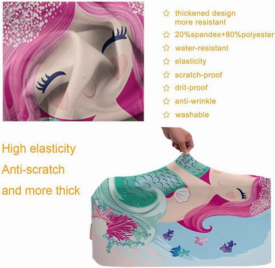 Wondertify Mermaid Travel Suitcase Protector Little Cute Fantasy Fish Girl Fishes Seashells Washable Elastic Luggage Cover With Concealed Zipper Fits 18-21 Inch