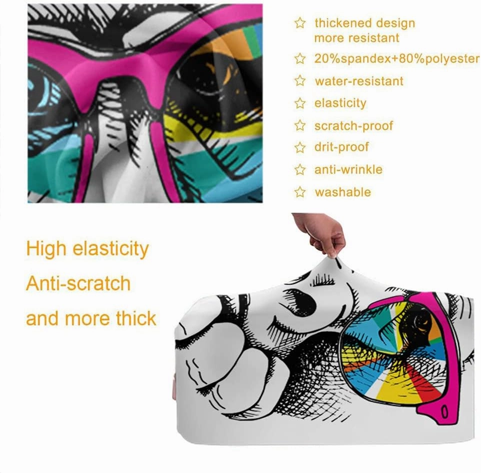 Wondertify Monkey Suitcase Cover Rainbow Glasses Stay Cool Travel Elastic Protective Washable Suitcase Protector Fits 25 To 28 Inch