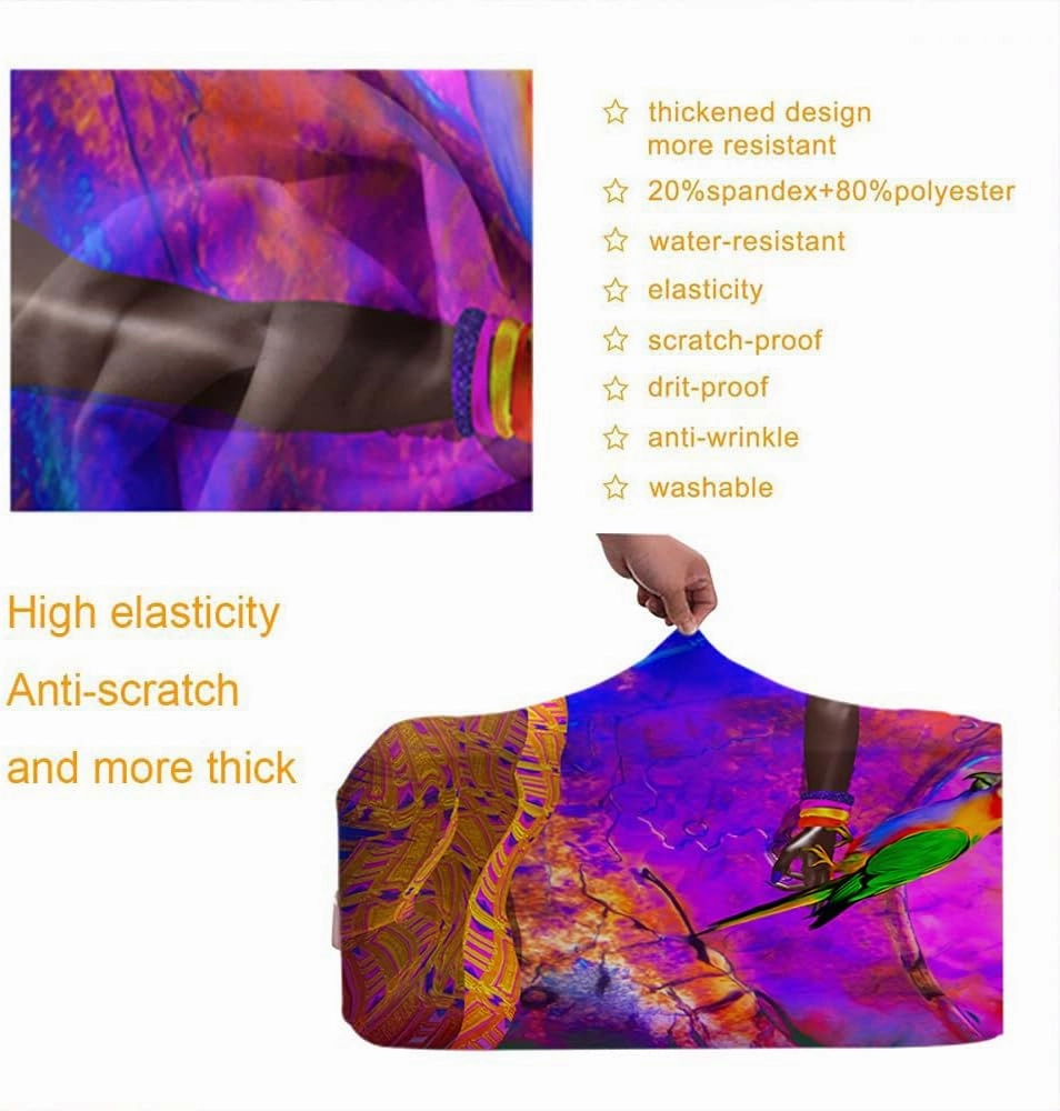 Wondertify Parrot African Woman Suitcase Cover Exotic Travel Elastic Protective Washable Suitcase Protector Fits 25 To 28 Inch Explosion Colors