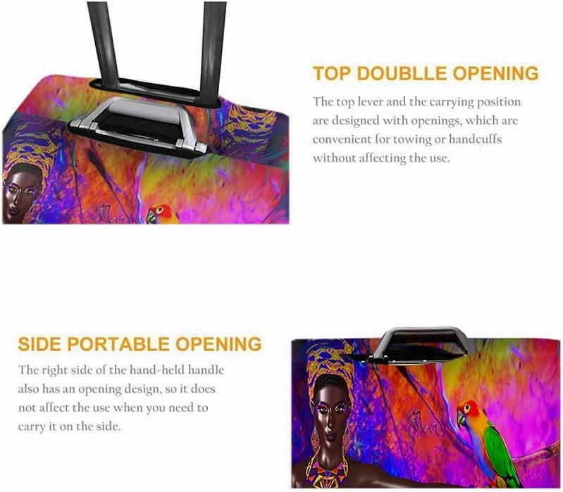 Wondertify Parrot African Woman Suitcase Cover Exotic Travel Elastic Protective Washable Suitcase Protector Fits 25 To 28 Inch Explosion Colors