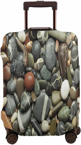 WONDERTIFY Sea Pebble Travel Suitcase Protector Stones Beach Rocks Gravel Elastic Washable Luggage Cover With Concealed Zipper Fits 29-32 Inch