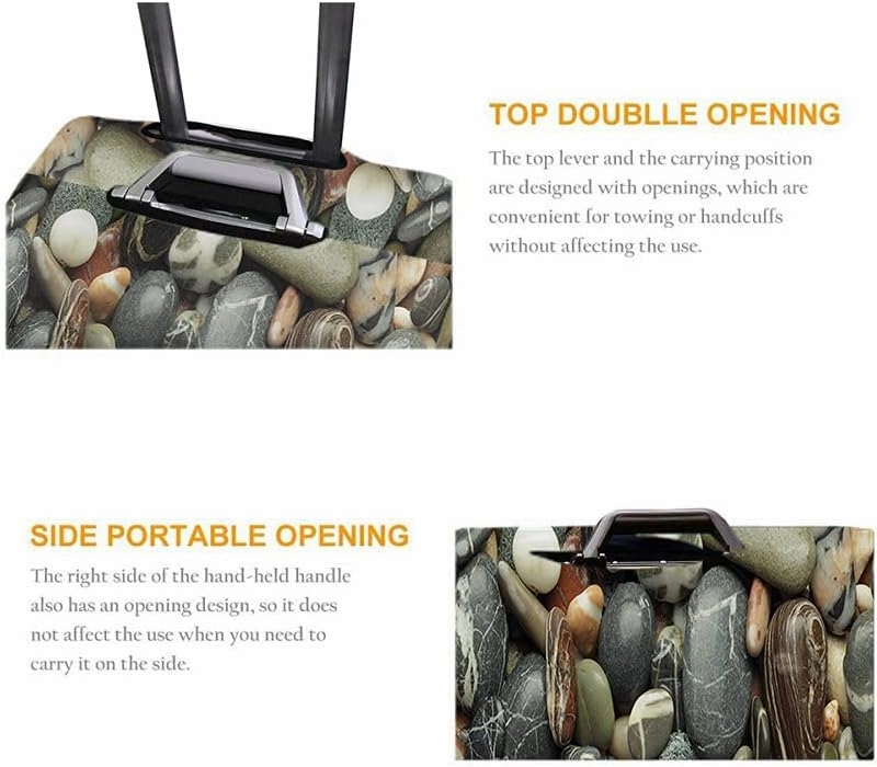 WONDERTIFY Sea Pebble Travel Suitcase Protector Stones Beach Rocks Gravel Elastic Washable Luggage Cover With Concealed Zipper Fits 29-32 Inch
