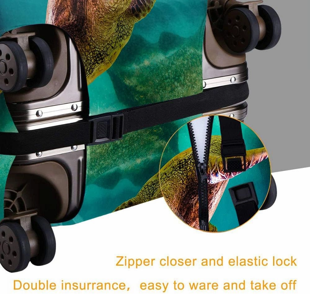 Wondertify Sea Turtle Travel Suitcase Protector Swimming Warm Waters Pacific Ocean Hawaii. Green Washable Elastic Luggage Cover With Concealed Zipper Fits 18-21 Inch