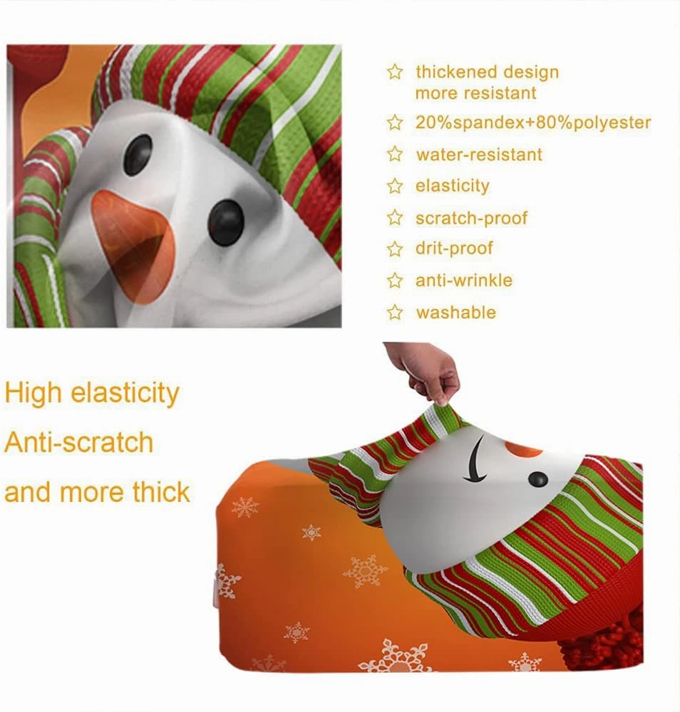Wondertify Snowman Travel Suitcase Protector Christmas Snowflake Washable Elastic Luggage Cover With Concealed Zipper Fits 18-21 Inch Red White