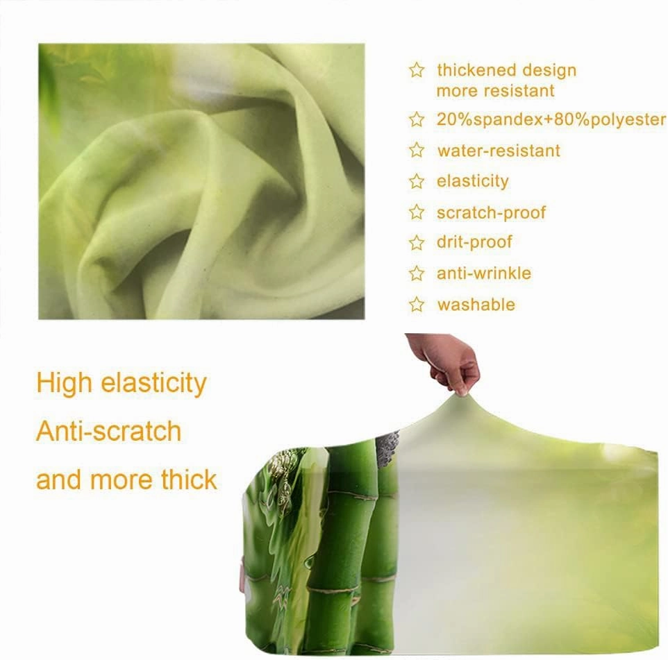 WONDERTIFY Spa Luggage Cover Meditation Bamboo Stalks Candle Basalt Stones Flow Water Theraphy Relaxing Washable Suitcase Protector Anti-Scratch Suitcase Cover Green Yellow Fits 22-24 Inch