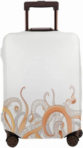 Wondertify Tentacles Suitcase Cover Aquatic Danger Cephalopod Octopus Underwater Travel Elastic Protective Washable Suitcase Protector Fits 25 To 28 Inch Grey Pink