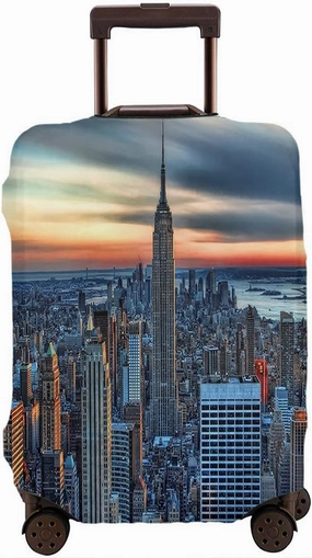 WONDERTIFY The Empire State Building Travel Suitcase Protector New York City Modern World Scenery Washable Elastic Luggage Cover With Concealed Zipper Fits 18-21 Inch