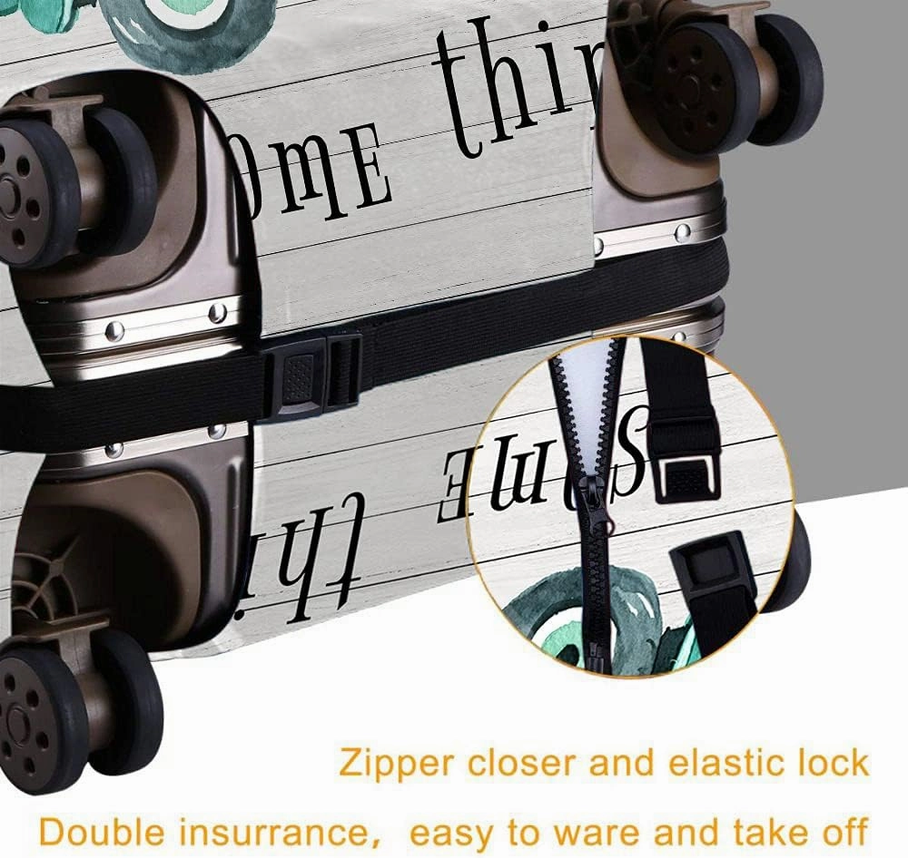 Wondertify Turquoise Truck Travel Suitcase Protector Old Car Two Standing Labrador Puppy Dogs Elastic Washable Luggage Cover With Concealed Zipper Fits 29-32 Inch Brown Black