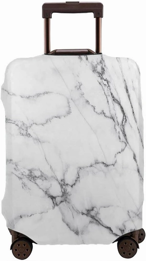 Wondertify White Marble Suitcase Cover Luxury Smooth Soft Monochrome Wave Travel Elastic Protective Washable Suitcase Protector Fits 25 To 28 Inch Black Gray Shade