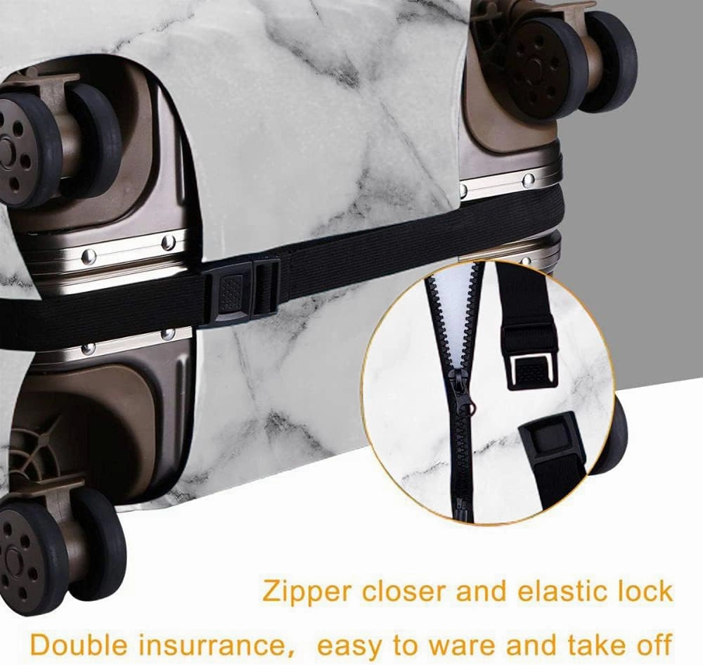 Wondertify White Marble Suitcase Cover Luxury Smooth Soft Monochrome Wave Travel Elastic Protective Washable Suitcase Protector Fits 25 To 28 Inch Black Gray Shade