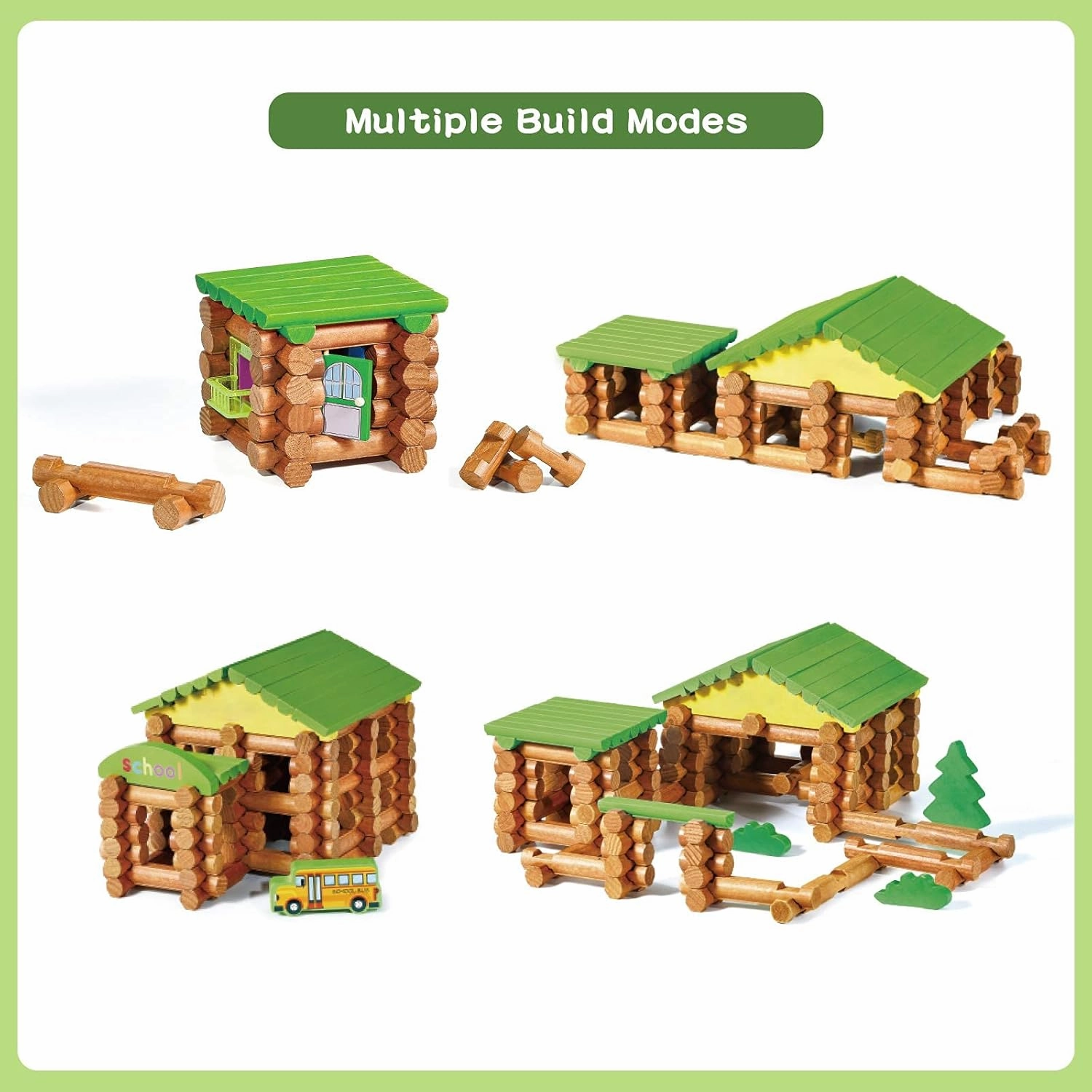 Wondertoys 269 Pieces Real Wood Logs Set Ages 3 , Classic Building Log Gift Set for Boys/Girls– Creative Construction Engineering - Top Blocks Game Kit - Preschool Education Toy