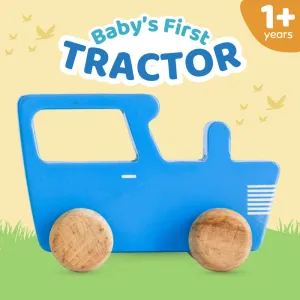 Wooden Blue Tractor Toy for Toddler (1-3 Years)