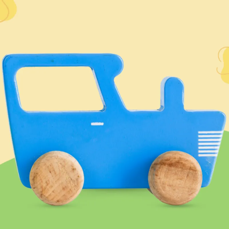 Wooden Blue Tractor Toy for Toddler (1-3 Years)