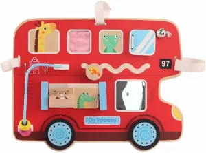 Wooden Bus Busy Board Montessori Activity Board for Toddlers 3 4 5 Years Old Educational Travel Toys Autism Sensory Products for Kids Boys and Girls Fine Motor Skills