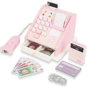 Wooden Pretend Play Calculator Cash Register, Kids Cash Register Play Money for Kids, Toys for Toddler Ages 3  Develops Early Math Learning Skill