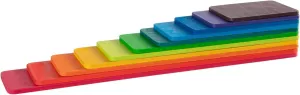 Wooden Rainbow Rectangle Stacker Toys, Building Blocks Board Set for Kids, 11Pcs Stacking Puzzle, Learning Creative Thinking Toys
