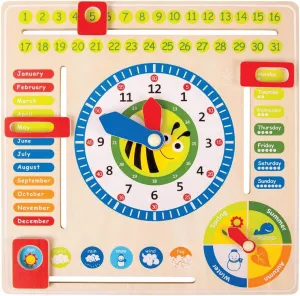 Wooden Toys Educational Board Date, Time & Season Wooden Educational Toy Playset Designed for Children 3 , Multi (4768)