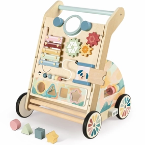 Wooden Baby Walker, Detachable Activity Busy Board, Baby Walking Toys Push Walkers for Babies 6-12 Months