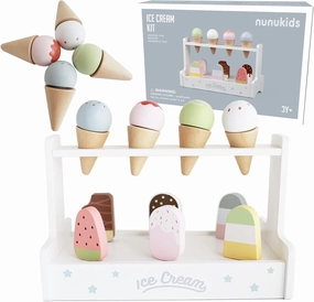 Wooden Ice Cream Set Wood Ice Cream Toy for Kids 10pc Ice Cream Toys for Toddlers