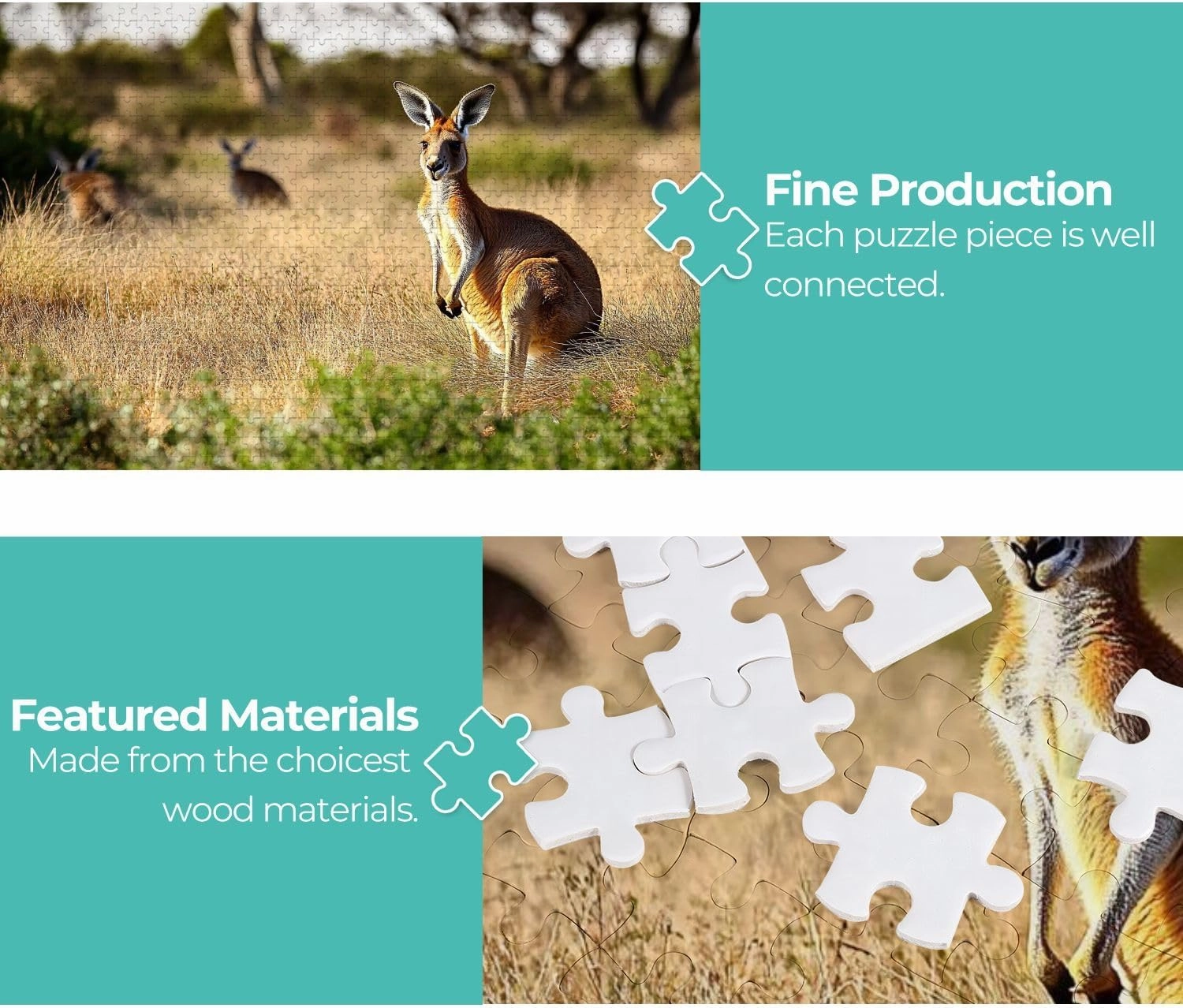 Wooden Jigsaw Puzzles for Adults 1000 Pieces Red Kangaroo grasslands Australian Outback Fun and Challenging Board Puzzles Large Educational Game Kids Toys Gift Home Decor
