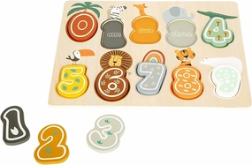 wooden toys Wooden Safari Numbers Counting Puzzle-Matching Games for Boys and Girls- Perfect for Birthday Parties, Classrooms, Family Game Night, Multi, (11702)