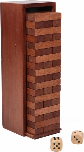 Wooden Tumbling Tower, 54PCS Blocks Stacking Games for Party, Camping, Outdoor Games for Kids Adult and Families, Classic Stacking Tower Montessori Toys Tabletop Games with Storage Box