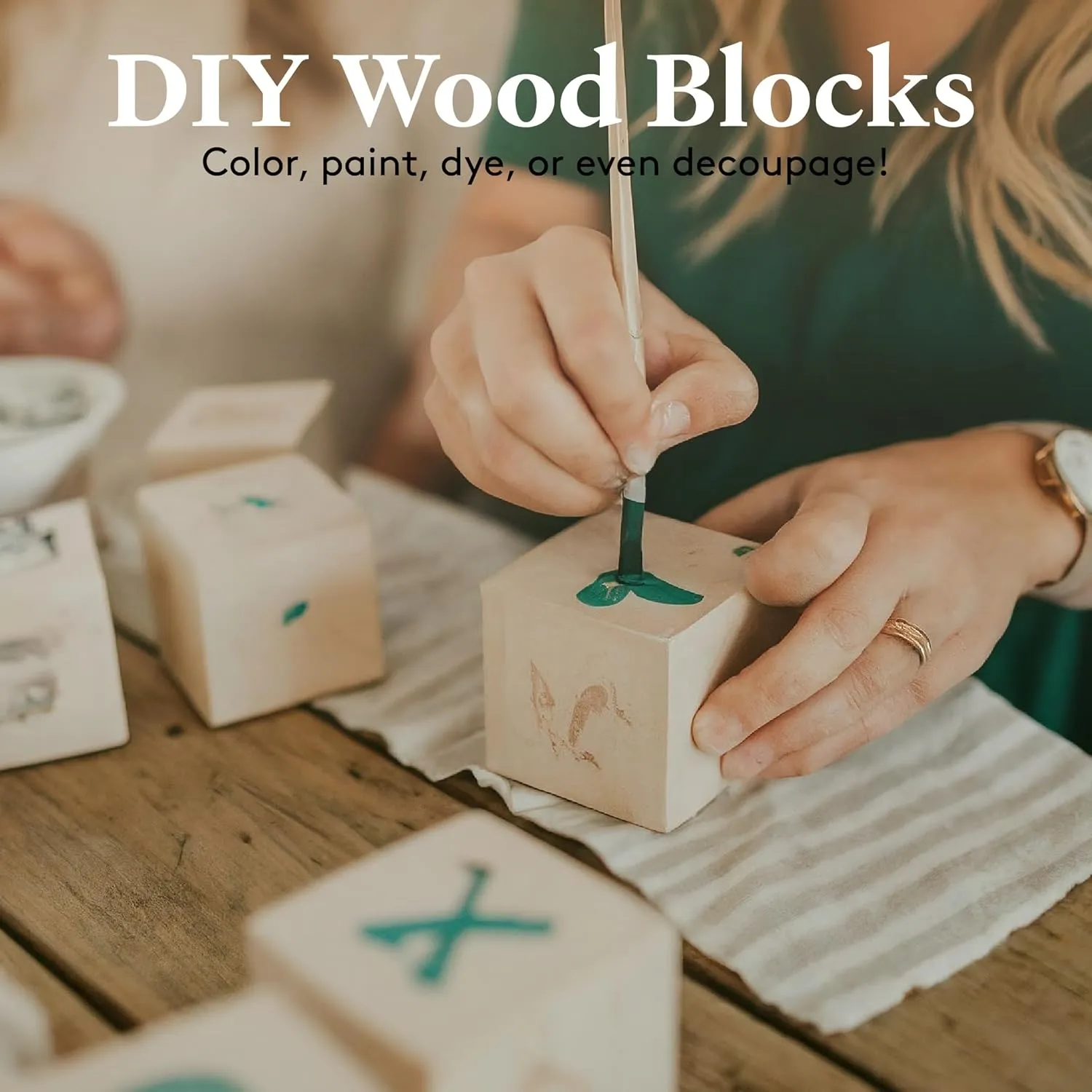 Woodpeckers DIY Wood Cubes 1-3/4-inch, Pack of 10 Small Wooden Baby Blocks for Baby Shower, Crafts, STEM, Building, and Blank Wooden Dice