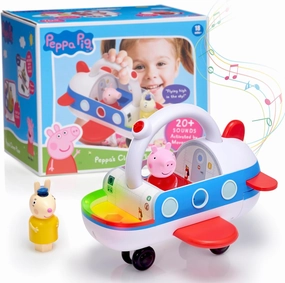 WOW! STUFF Peppa Pig Toys Clever Plane | Pre-School Learning Interactive Toy | 25  Lights, Sounds and Phrases | Reacts to Motion Detection | for Toddlers Both Girls and Boys Ages 3 , White