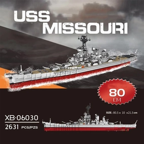 WW2 USS Missouri Military Brick Building Set,Toys Lowa Class Battle Ship Boat,Collectible Home Room Decor Battleship Construction Set,Presents for Adults(2631 pcs)