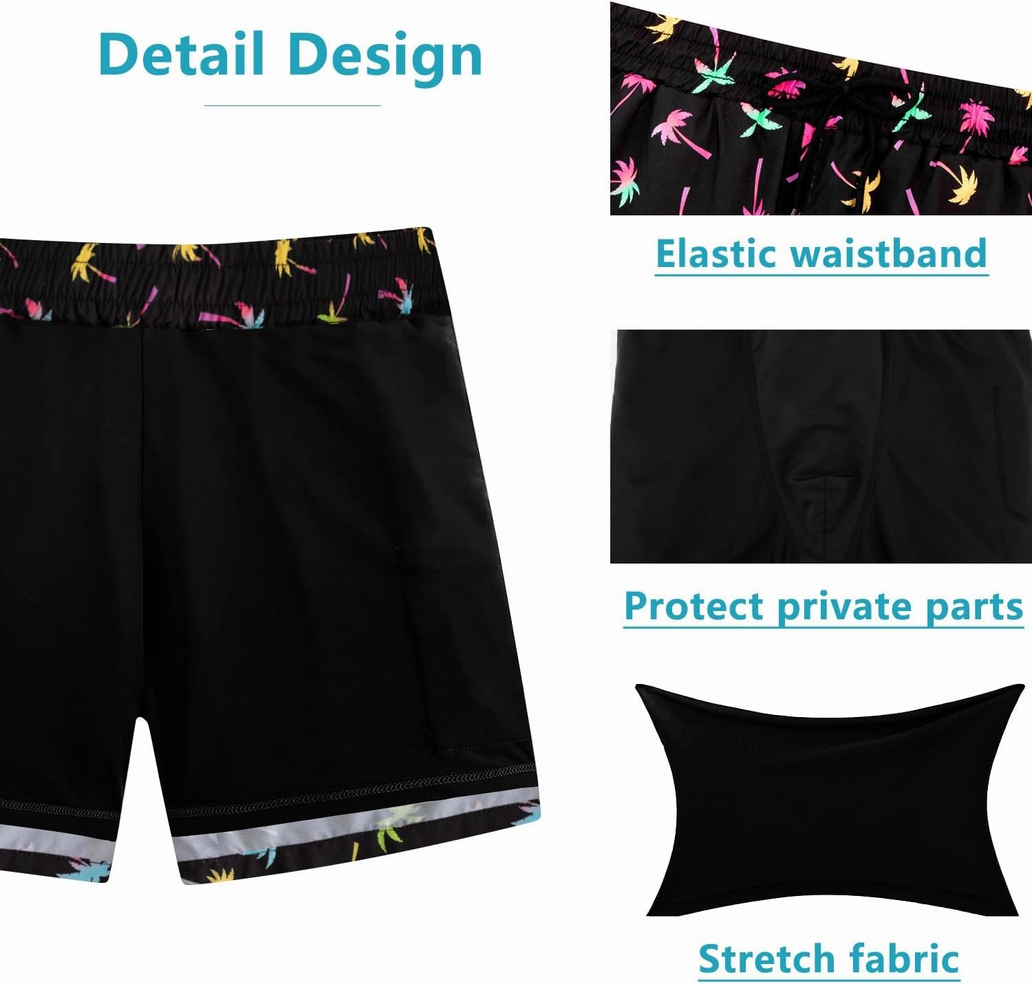 XiaoMoSha Mens Swim Trunks with Compression Liner 7" Quick Dry Board Shorts Bathing Suit with Pockets Swimwear Swimsuit S-2XL