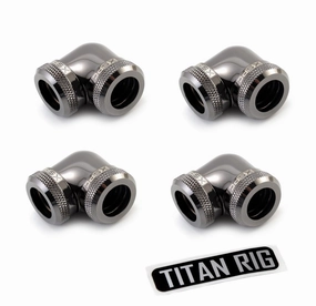 XSPC 10mm ID, 14mm OD Rigid Tubing 90 Degree Elbow Fitting, Black Chrome, 4-pack
