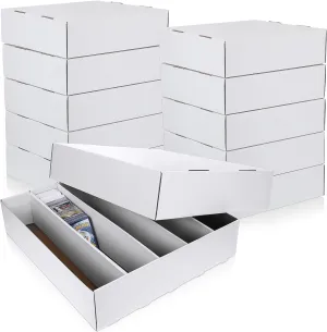 Yexiya 2 Pcs 5000 Count Card Storage Boxes with Divider for Trading and Gaming Cards White Cardboard Holder Collector Organizer for Deck of Play Pieces Sport Basketball Football Baseball Collecting