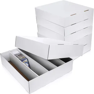 Yexiya 3 Pcs 5000 Count Card Storage Boxes for Trading and Gaming Cards White Cardboard Organizer with Divider Collector Holders Collectibles Box for Sports Basketball Football Baseball Collecting