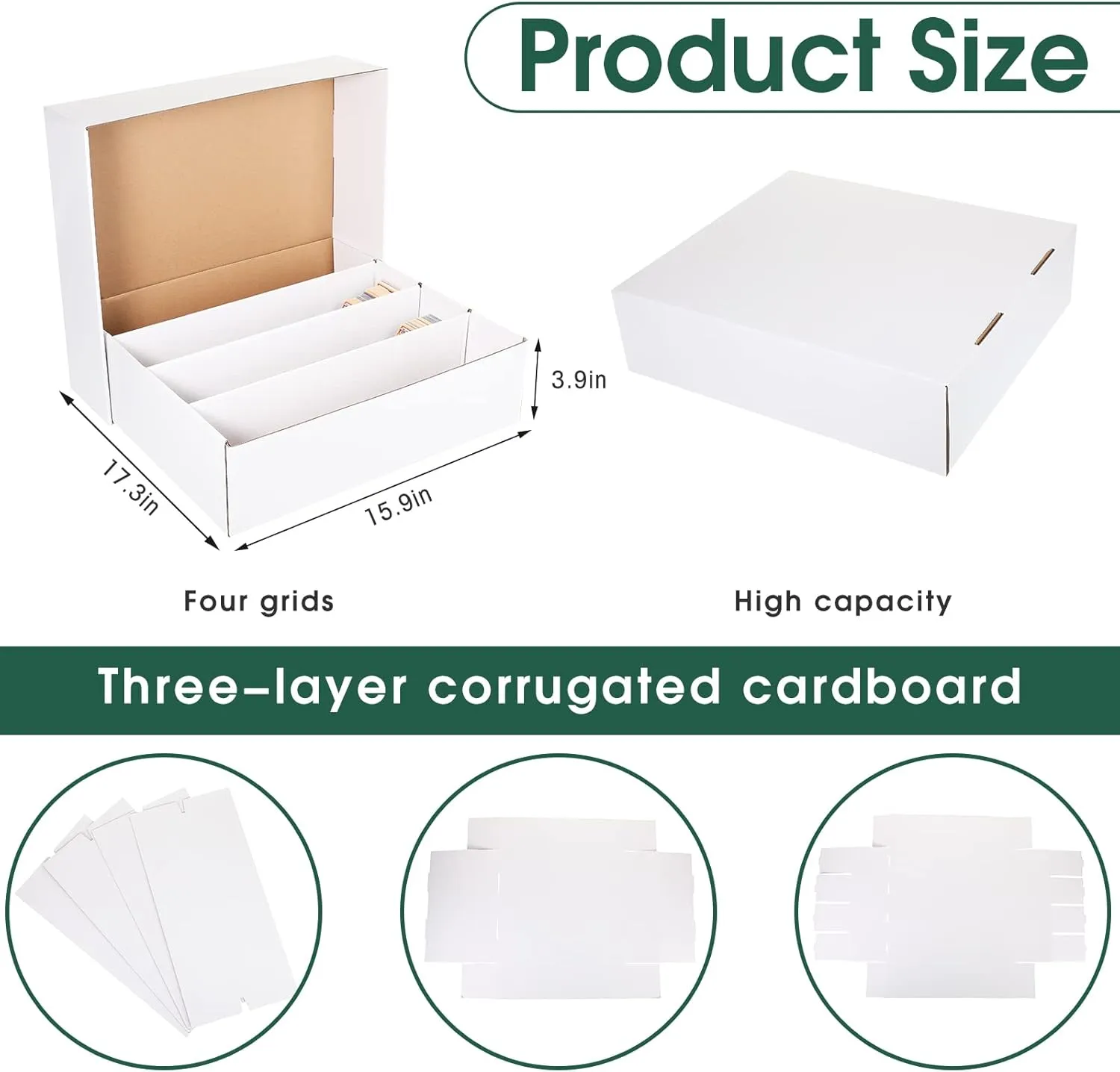 Yexiya 6 Pcs 3200 Count Sports Card Storage Boxes White Trading Card Box Collectible Trading for Soccer Baseball Game