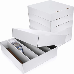 Yexiya 10 Pcs 5000 Count Card Storage Boxes with Divider for Trading and Gaming Cards White Cardboard Holder Collector Organizer for Deck of Play Pieces Sport Basketball Football Baseball Card