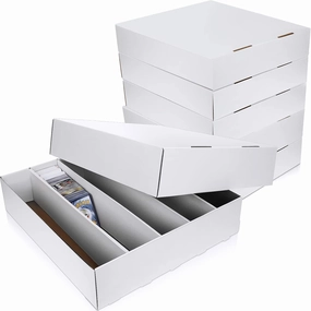 Yexiya 10 Pcs 5000 Count Card Storage Boxes with Divider for Trading and Gaming Cards White Cardboard Holder Collector Organizer for Deck of Play Pieces Sport Basketball Football Baseball Collecting