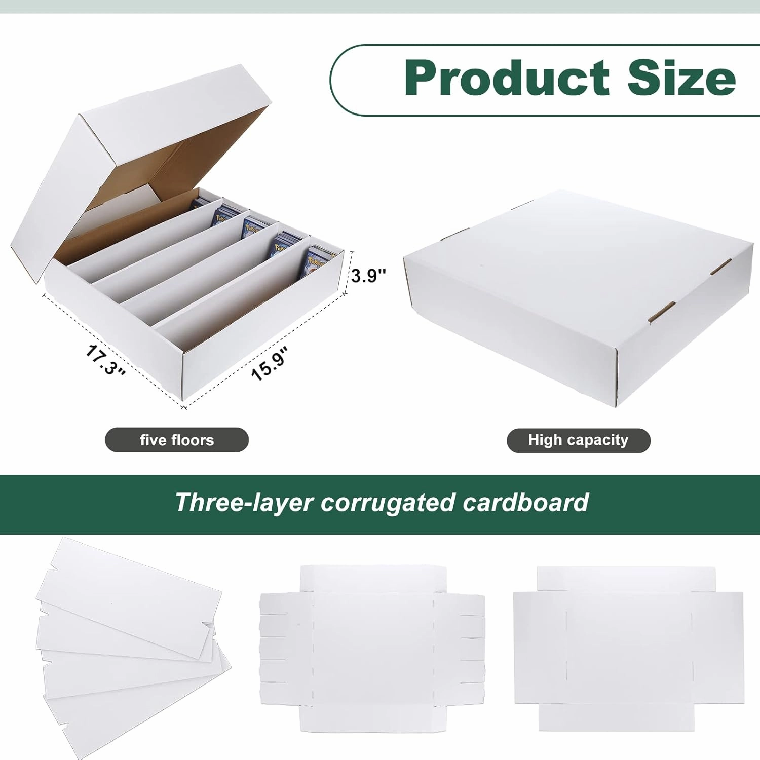 Yexiya 10 Pcs 5000 Count Card Storage Boxes with Divider for Trading and Gaming Cards White Cardboard Holder Collector Organizer for Deck of Play Pieces Sport Basketball Football Baseball Collecting