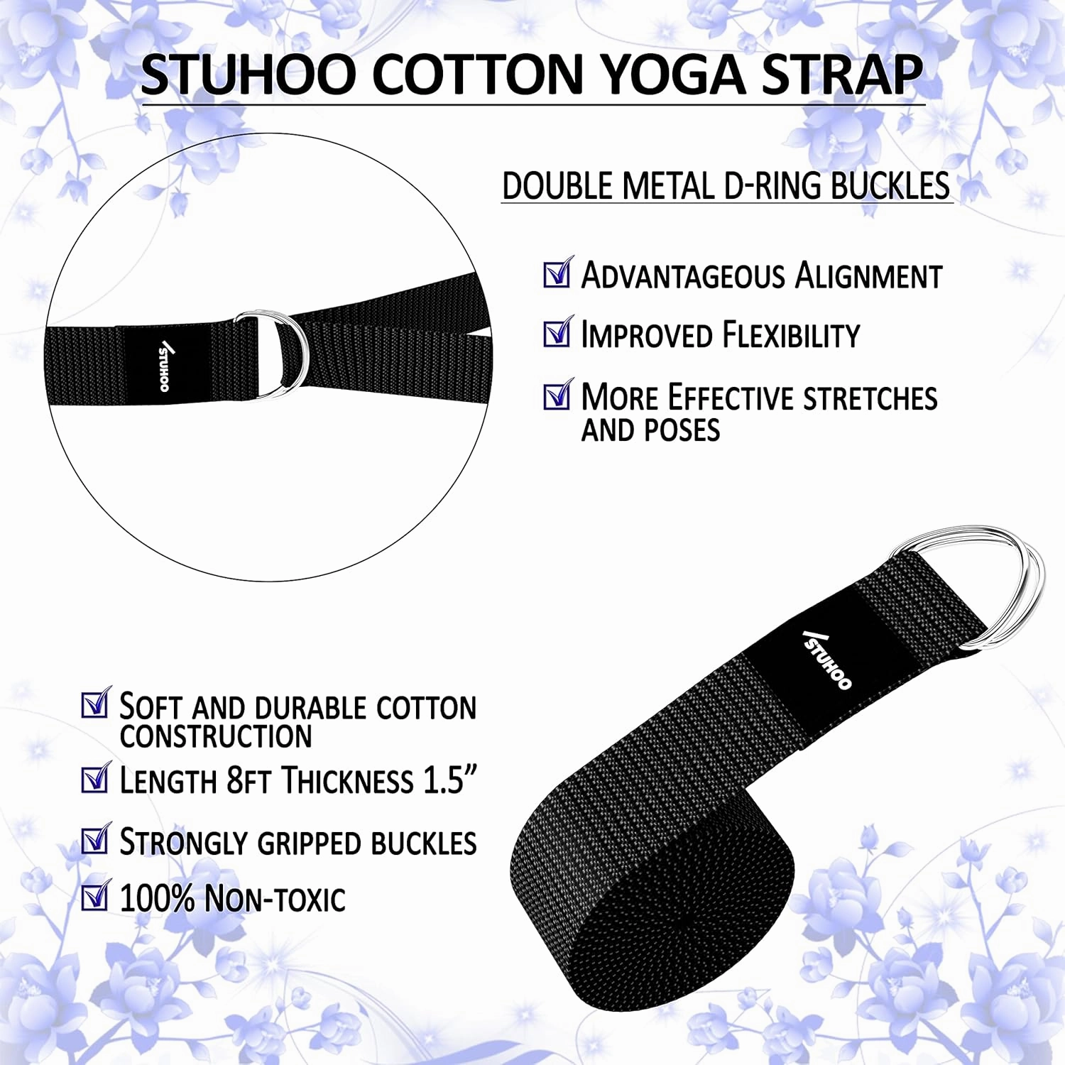 Yoga Blocks 2 pack and Yoga Strap Includes Descriptive E-book for Beginners Sturdy Yoga Brick & Lightweight Eva Foam Block Support Deepen Poses, Provides Strength & Stability for Pilates Practice
