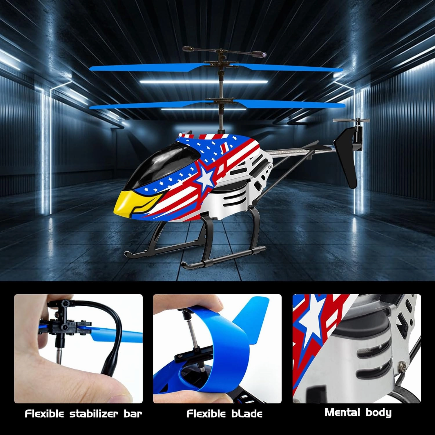 YongnKids Remote Control Helicopter for Kids Ages 8 ,Rc Helicopter Toys with LED Lights, 3.5 Channel, Gyro Stabilizer, Altitude Hold,2.4GHz Control for Beginner Boys Girls Indoor-Eagle