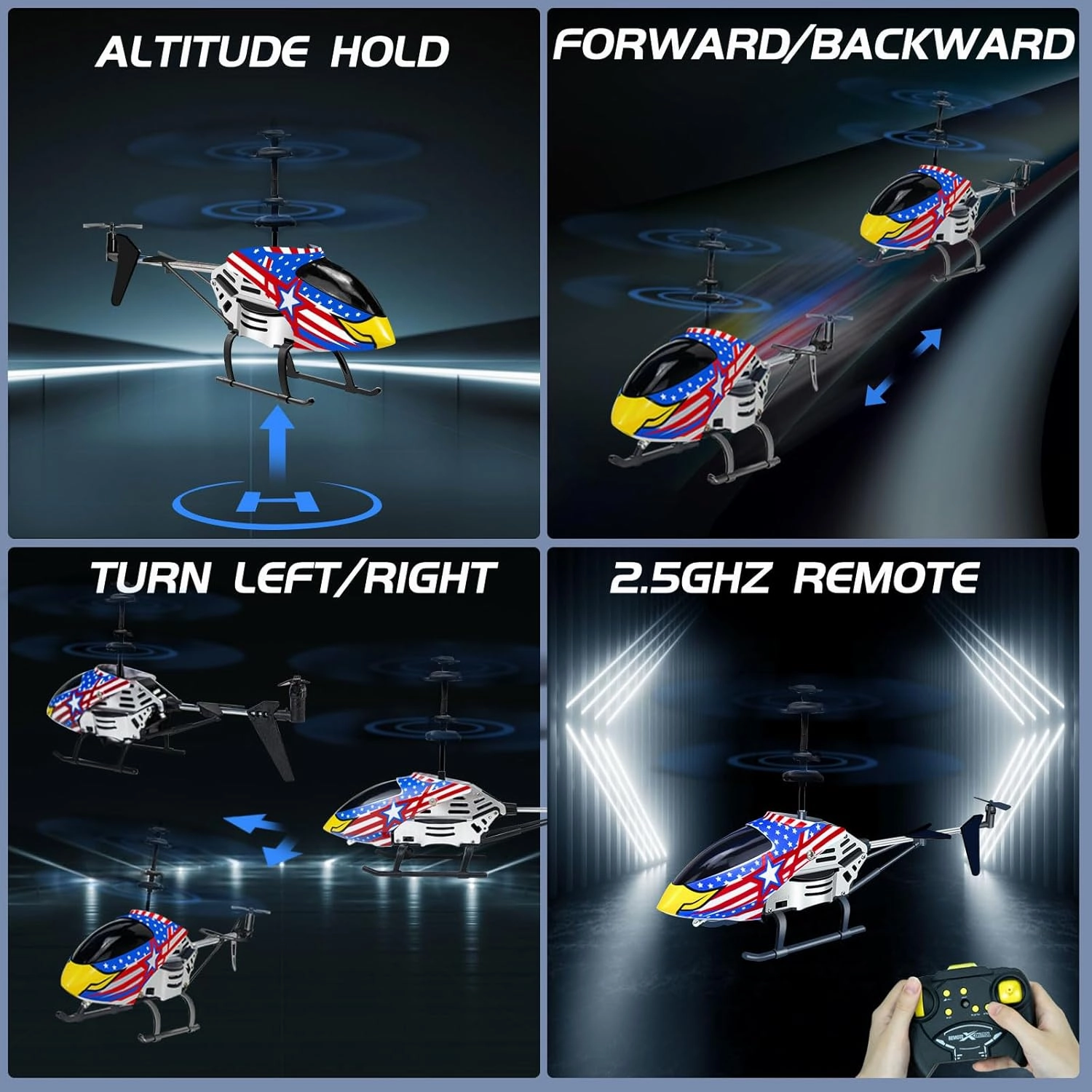 YongnKids Remote Control Helicopter for Kids Ages 8 ,Rc Helicopter Toys with LED Lights, 3.5 Channel, Gyro Stabilizer, Altitude Hold,2.4GHz Control for Beginner Boys Girls Indoor-Eagle