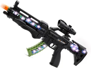 Zanktony Light Up Toy Gun with Sound Effects for Kids, Unique Barrel Telescopic Action, Baby Toy Guns Make Noise, Christmas Halloween Birthday Gifts for Boys Girls (Batteries Not Included)