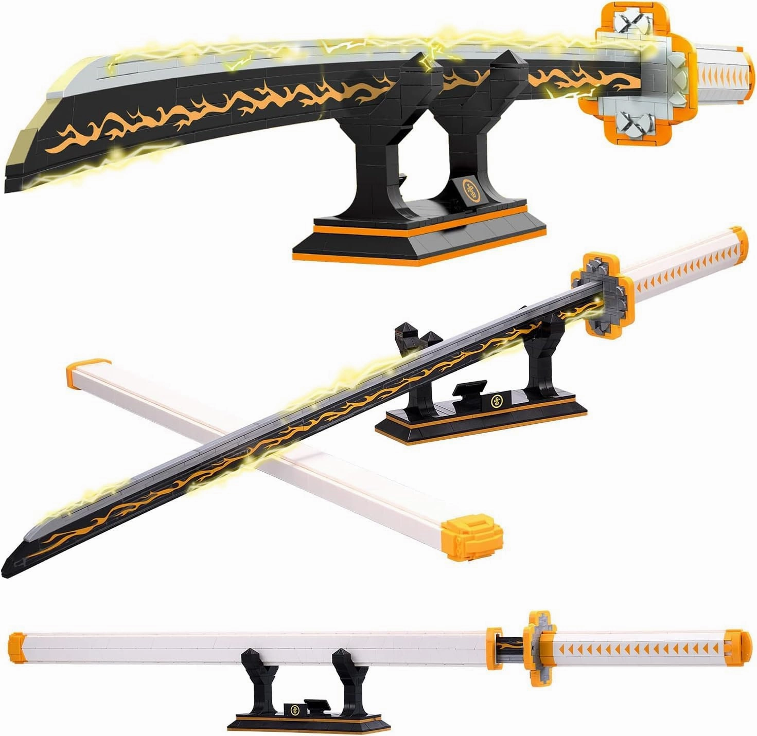 Zenitsu Sword Building Set, 38.8in Demon Sword Set with Scabbard and Stand, Cosplay Anime Samurai Sword, Handmade Katana Toy Sword for Adults and Kids 8  (956 Pieces)