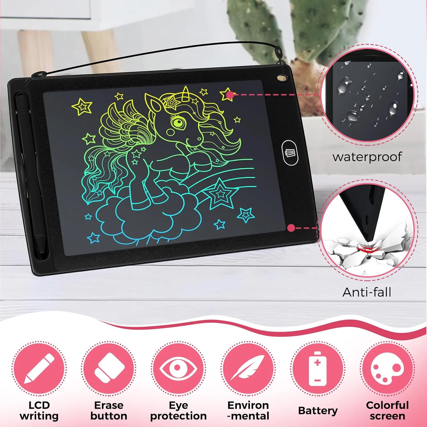 Zhehao 32 Pieces LCD Writing Tablet Doodle Board Electronic Toy 8.5 Inch Colorful Doodle Board LCD Erasable Drawing Pad Reusable Writing Pad Toys for Girls Boys(Black)