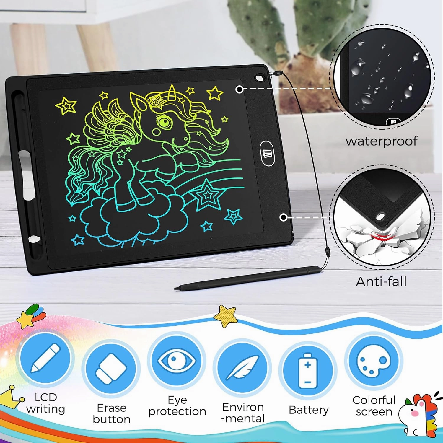 Zhehao 48 Pieces LCD Writing Tablet Doodle Pads Bulk for Kids 8.5 Inch LCD Drawing Board Colorful Doodle Board Reusable Erasable Painting Pads Learning Toy for 3-10 Years Old (Black)