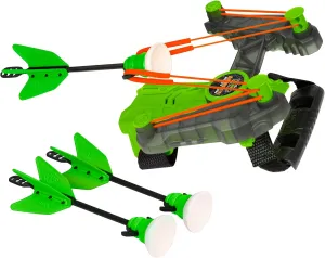 Zing Air Hunterz Wrist Bow - Includes 1 Wrist Bow and 3 Suction Cup Arrows, Launches Arrows Up to 45 ft (Green) for Ages 8 and Up